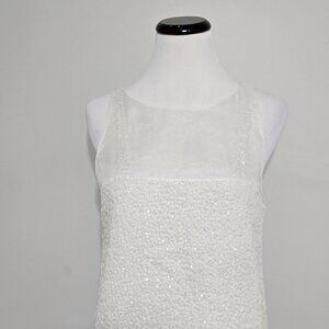 CHLOÉ 6HHT68 Archival SS 2006 Phoebe Philo Era Womens Silk Sequin Top Ecru FR 40